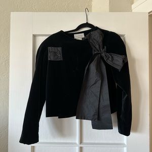 Vintage Italian Designer Bow Holiday Black Jacket Leonia Bow Size 8